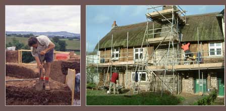 Building In Cob and A Traditional Cob Building Being Repaired